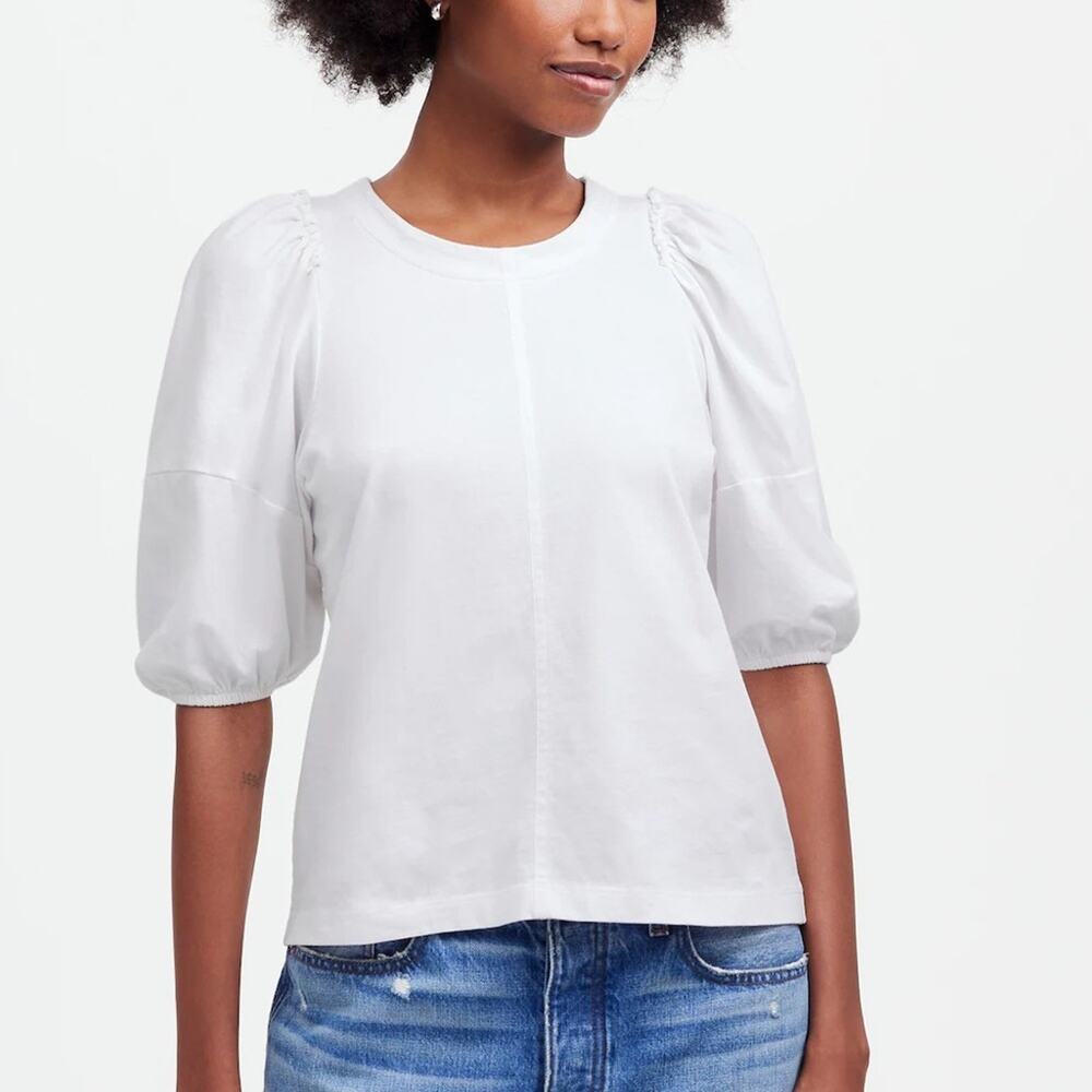 NWT Madewell White Puff Sleeve‎ Tee Size XS